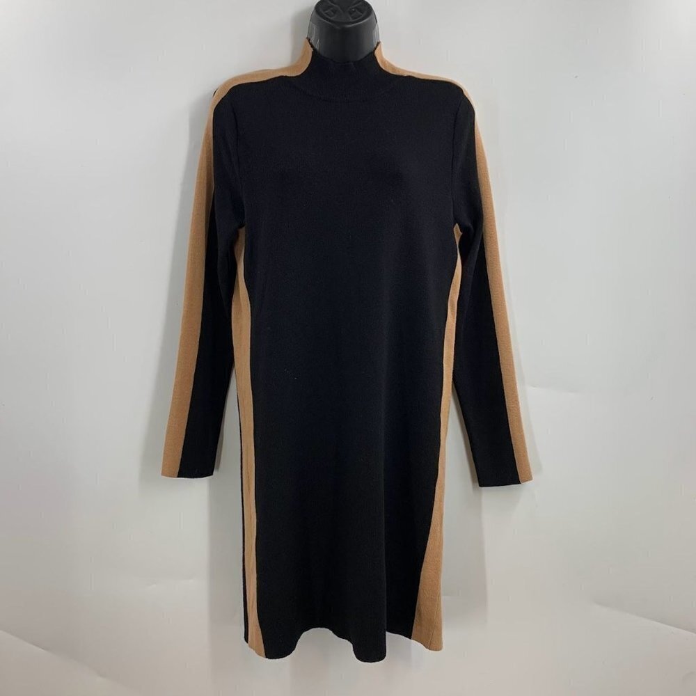 MNG Suit Women's Mock Neck Long Sleeve Two Tone Midi Sweater Dress Size XS